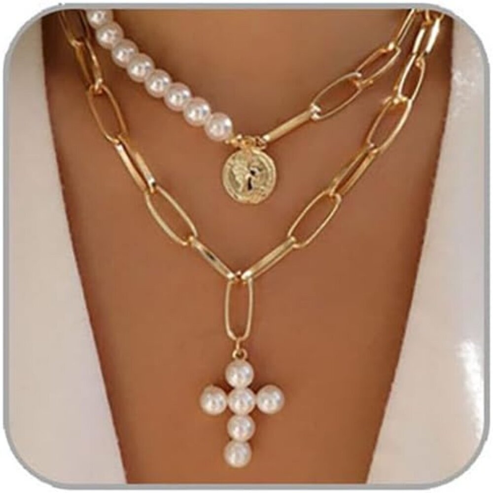 Minimalist Layered Pearl Necklace with Adjustable Gold Chain - Timeless Charm